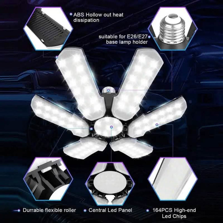 BowLift | LED Garage Ceiling Lights 150W 15000LM 6500K with 6+1 deformable Panels