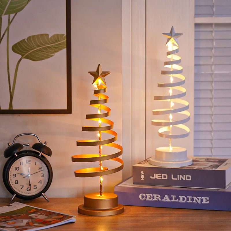 BowLift | LED Wrought Christmas Tree Spiral Light Table Ornament – Elegant Atmosphere Lamp for Bedroom & Holiday Décor