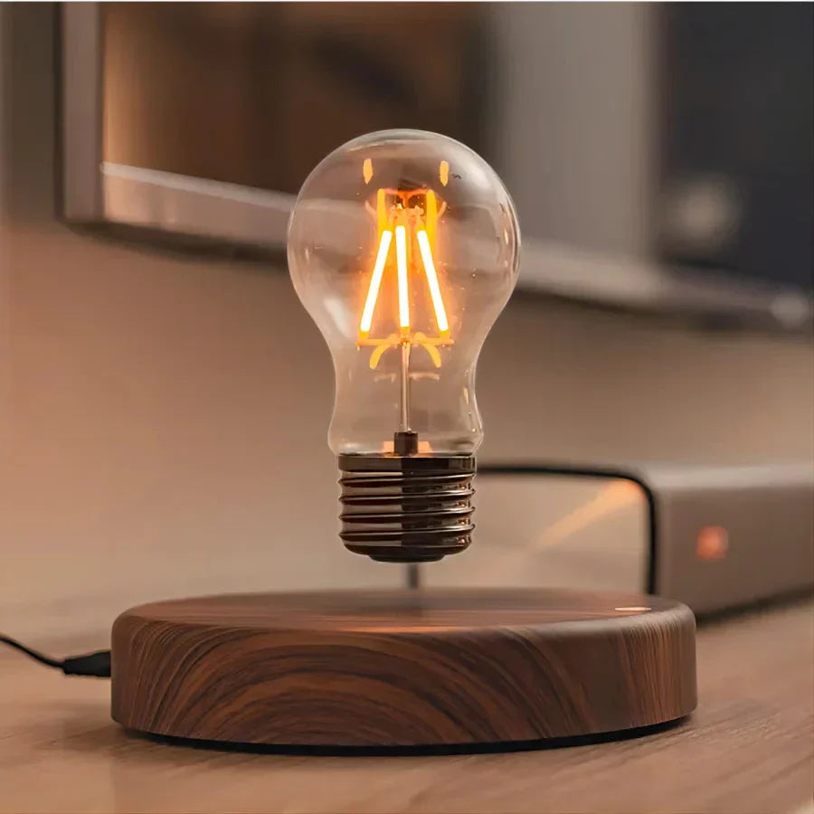 BowLift | Levitating Light Bulb with Walnut Wood Base - LevitaLux