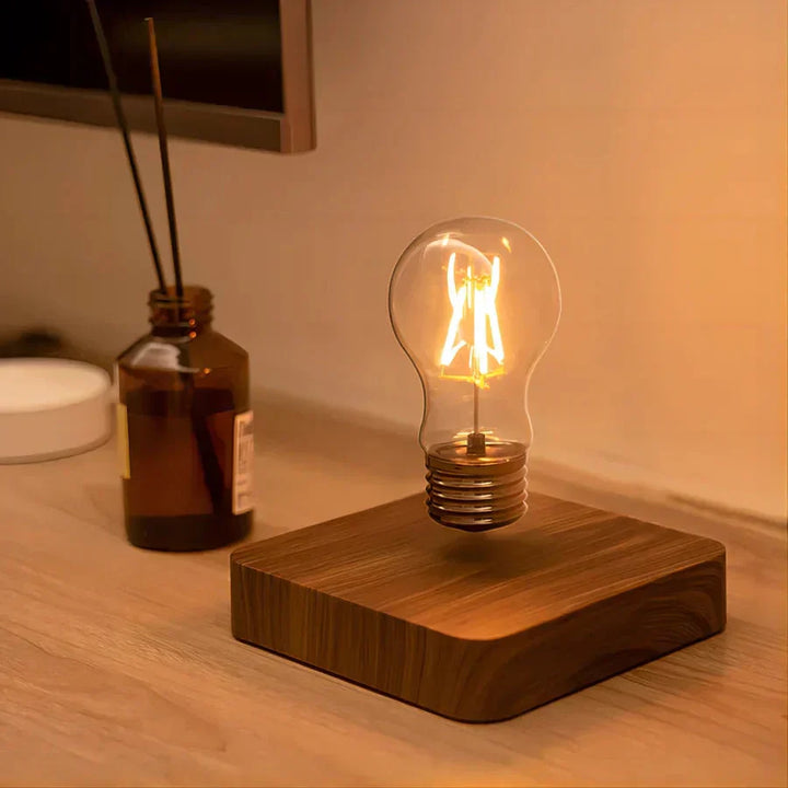 BowLift | Levitating Light Bulb with Walnut Wood Base - LevitaLux