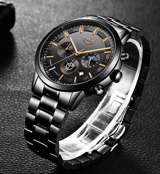 BowLift | VanguardTime | Military Black Steel Watch – Sleek & Sophisticated