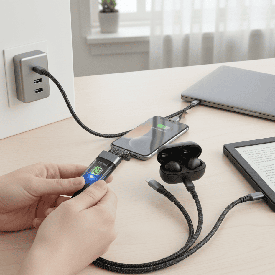 BowLift | LIGHTLINK – Transparent 3-in-1 Super Fast Charging Cable with LED Glow