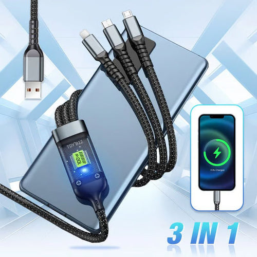 BowLift | LIGHTLINK – Transparent 3-in-1 Super Fast Charging Cable with LED Glow