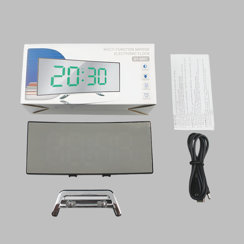 BowLift | Curved LED Alarm Clock | Compact Design with Snooze Function for Bedroom or Study Use