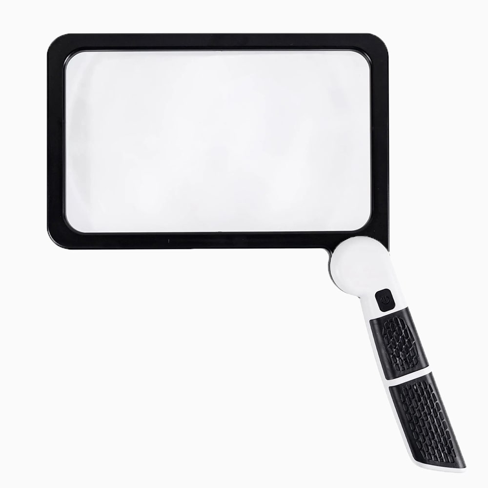 BowLift | Full-Sided Handheld Magnifying Glass – 5X Magnification, LED Illuminated Magnifier with 3 Modes, Ideal for Reading Books and for Seniors