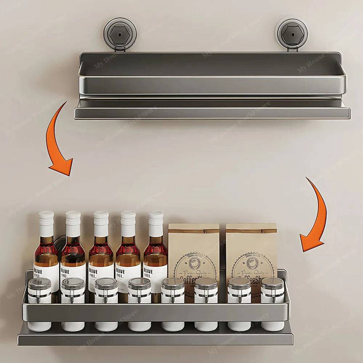 BowLift | Wall-Mounted Suction Cup Spice Rack Organizer for Kitchen Storage and Easy Access to Spices