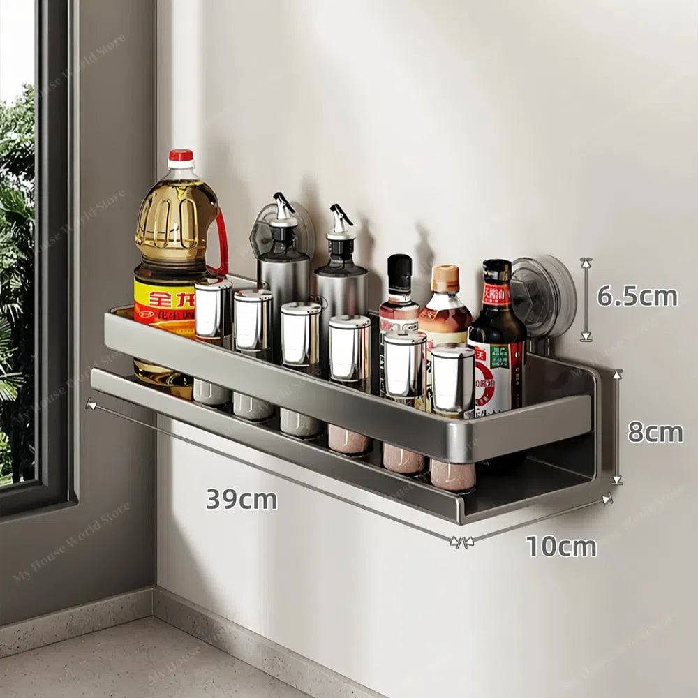 BowLift | Wall-Mounted Suction Cup Spice Rack Organizer for Kitchen Storage and Easy Access to Spices