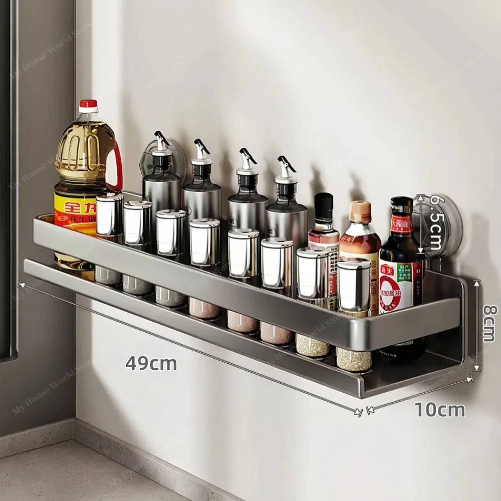 BowLift | Wall-Mounted Suction Cup Spice Rack Organizer for Kitchen Storage and Easy Access to Spices