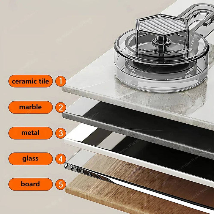 BowLift | Wall-Mounted Suction Cup Spice Rack Organizer for Kitchen Storage and Easy Access to Spices