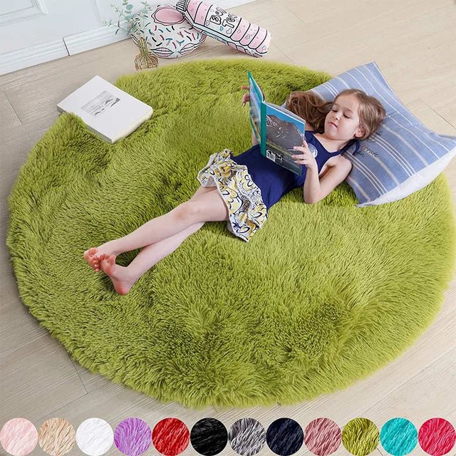 BowLift | Velvéri Luxe FluffyMat Rug | Ultra-soft round plush rug for cozy home and bedroom décor