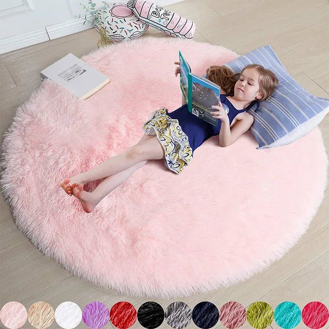 BowLift | Velvéri Luxe FluffyMat Rug | Ultra-soft round plush rug for cozy home and bedroom décor