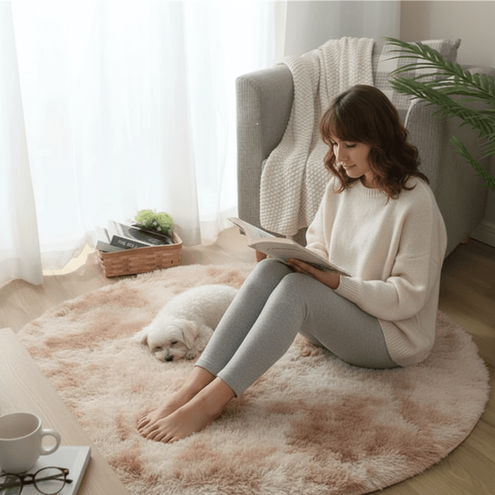 BowLift | Velvéri Luxe FluffyMat Rug | Ultra-soft round plush rug for cozy home and bedroom décor