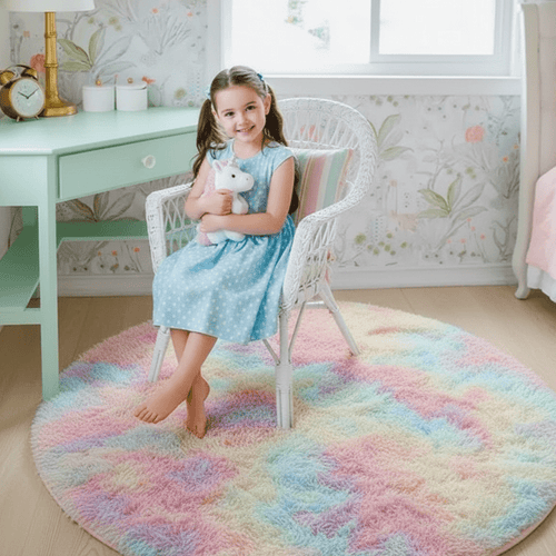 BowLift | Velvéri Luxe FluffyMat Rug | Ultra-soft round plush rug for cozy home and bedroom décor