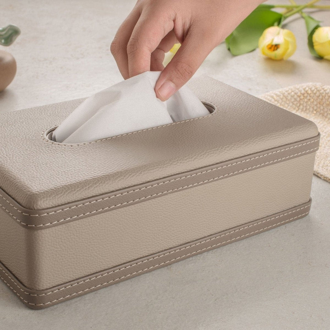 BowLift | LuxeTiera Leather Tissue Box Holder | Elegant handcrafted leatherite organizer for home, office, and car