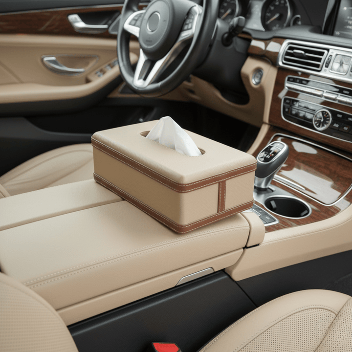 BowLift | LuxeTiera Leather Tissue Box Holder | Elegant handcrafted leatherite organizer for home, office, and car