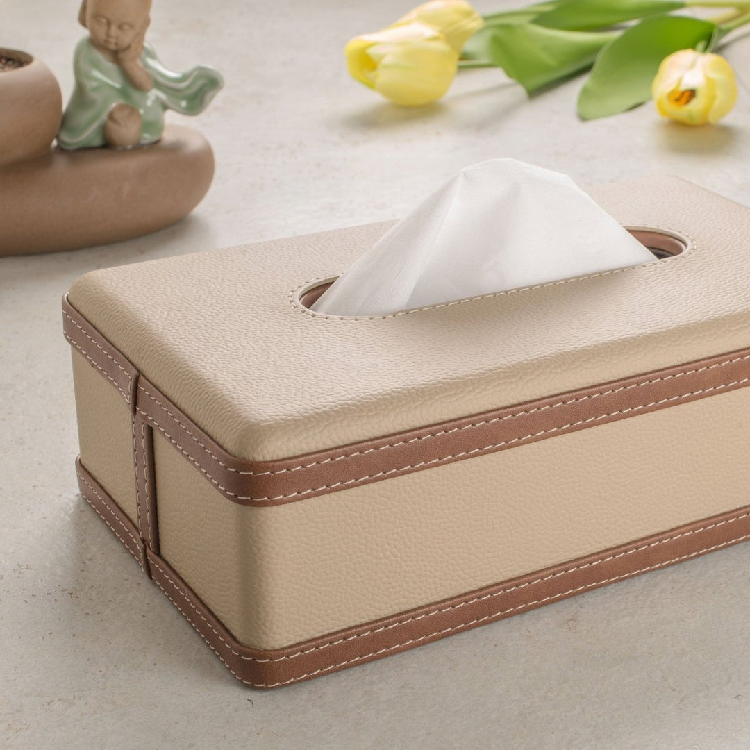 BowLift | LuxeTiera Leather Tissue Box Holder | Elegant handcrafted leatherite organizer for home, office, and car