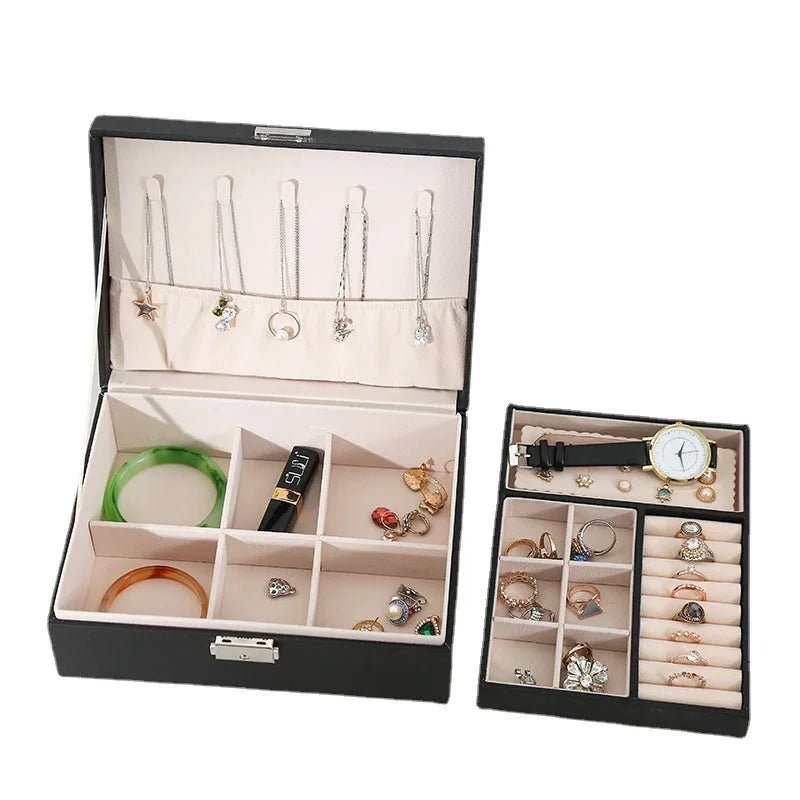 BowLift | LuxeWood – Elegant Wooden Jewelry Box with PU Leather