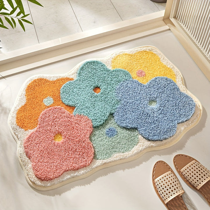 BowLift | Luxury Bath Mat with Floral Pattern, Extra Soft and Absorbent - Florina
