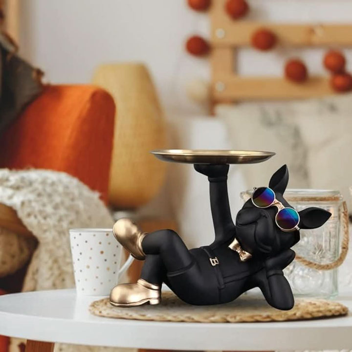 BowLift | Resin Bulldog Decor Tray Sculpture