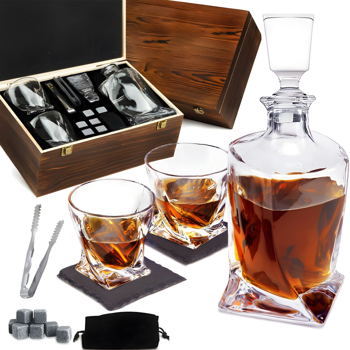 BowLift | Luxury Crystal Whiskey Carafe and Glass Set - WhiskeyWave