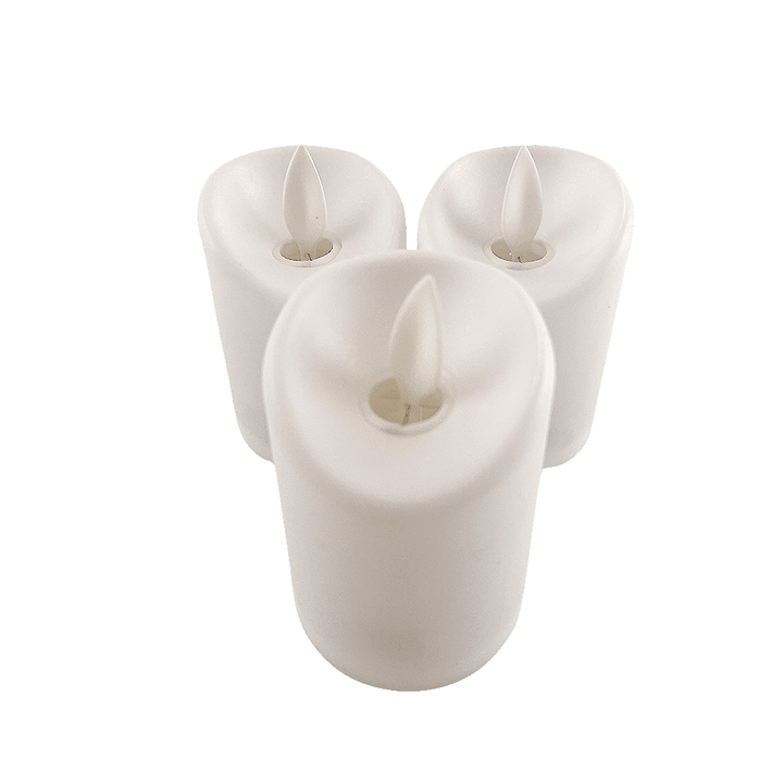 LED light white in plastic - with movable flame and remote control (3 pieces) | Bowlift