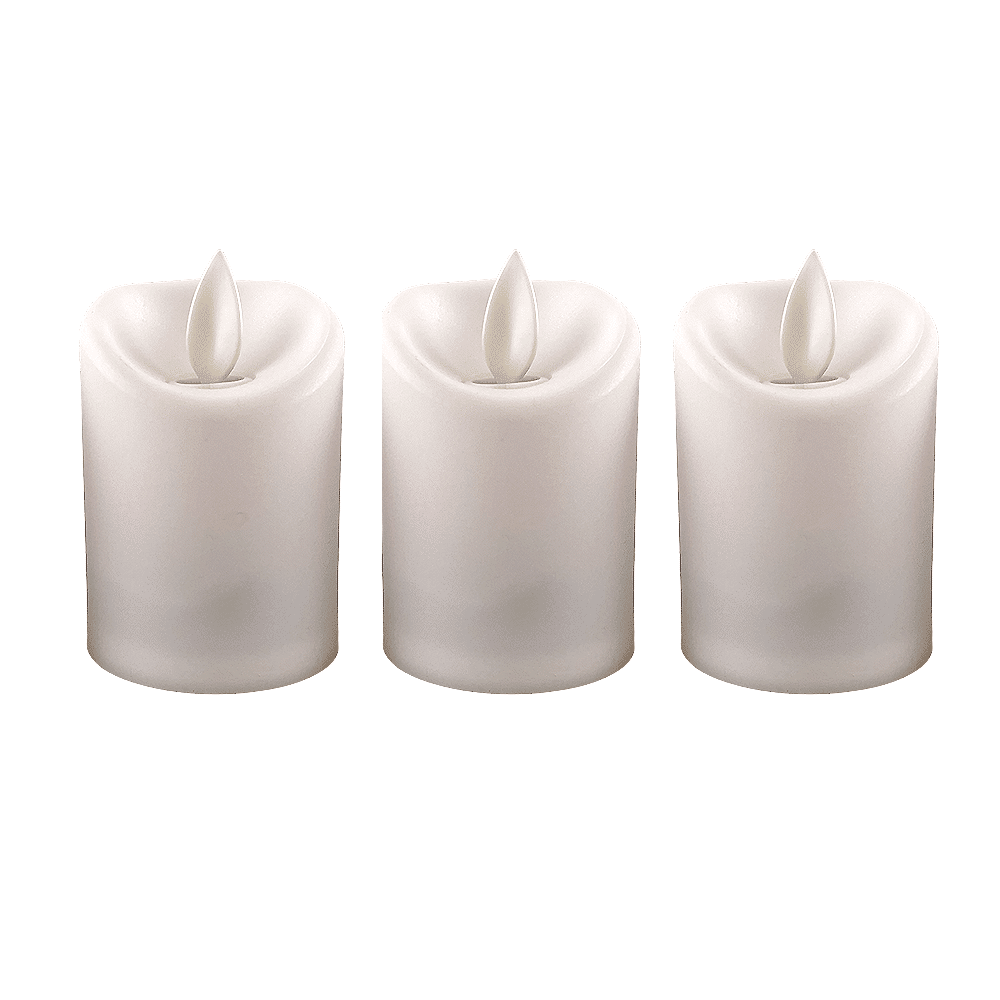 LED light white in plastic - with movable flame and remote control (3 pieces) | Bowlift