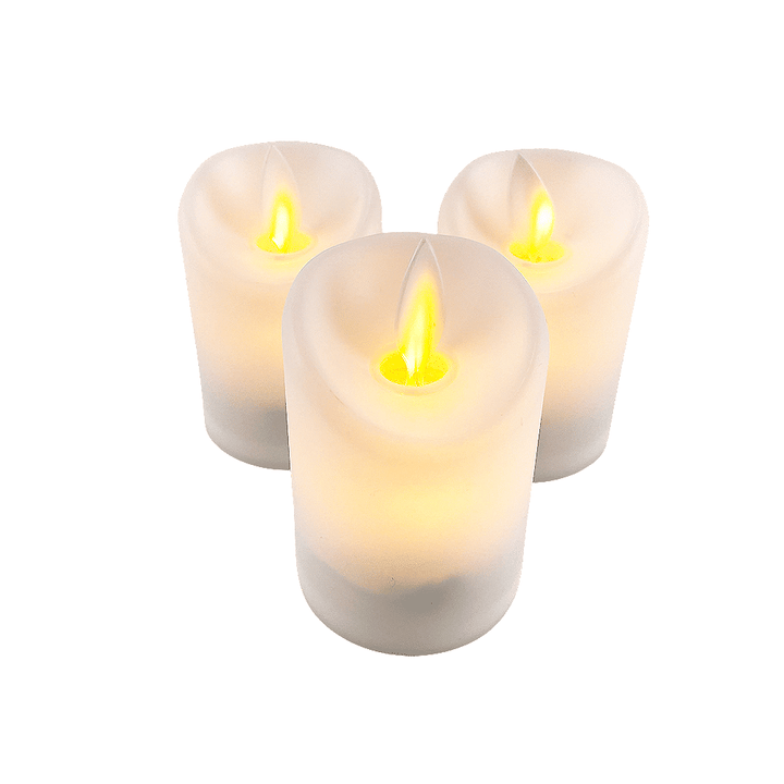 LED light white in plastic - with movable flame and remote control (3 pieces) | Bowlift