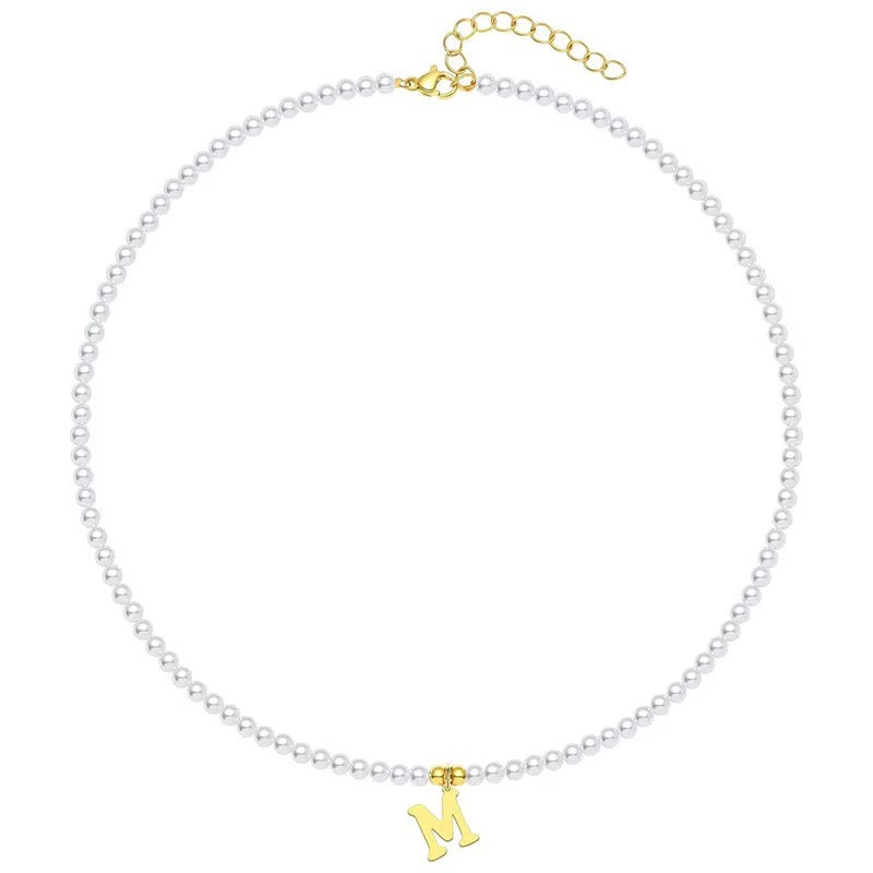 BowLift | Elegant Gold Accented Pearl Letter Initial Necklace