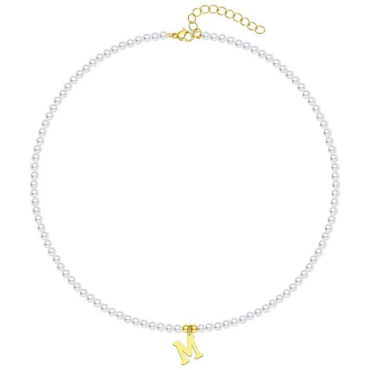 BowLift | Elegant Gold Accented Pearl Letter Initial Necklace