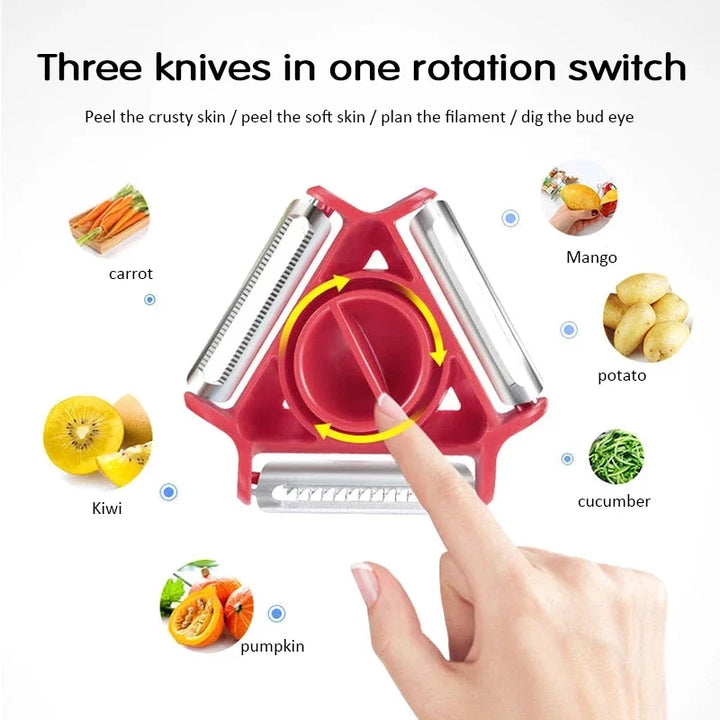 Magic Trio Stainless Steel Blade Peeler Slicer Shredder Julienne Cutter | Bowlift
