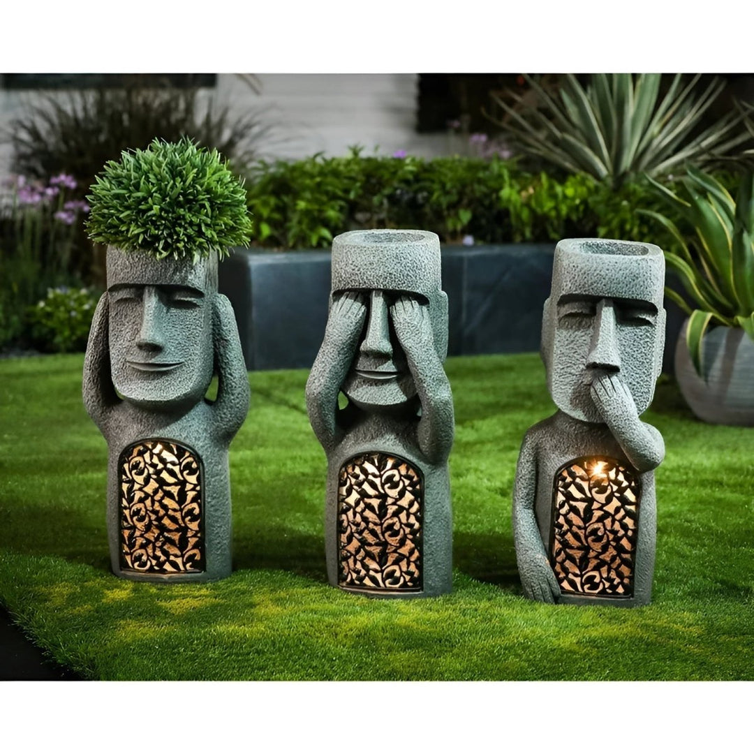 BowLift | MAGICAL TRIO – Solar Resin Garden Statues for Enchanting Outdoor Atmosphere