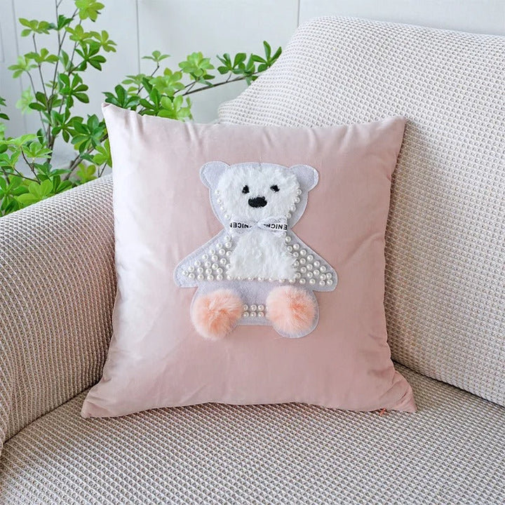 Pink Cushion Cover with Floral Pattern – Decorative Pillowcase for Living Room and Kids Room | Bowlift