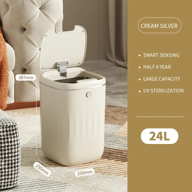 BowLift | Smart Sensor Trash Bin with UV Light – Automatic Touchless Wastebasket with Lid & Odor Control for Kitchen, Bathroom & Home Hygiene