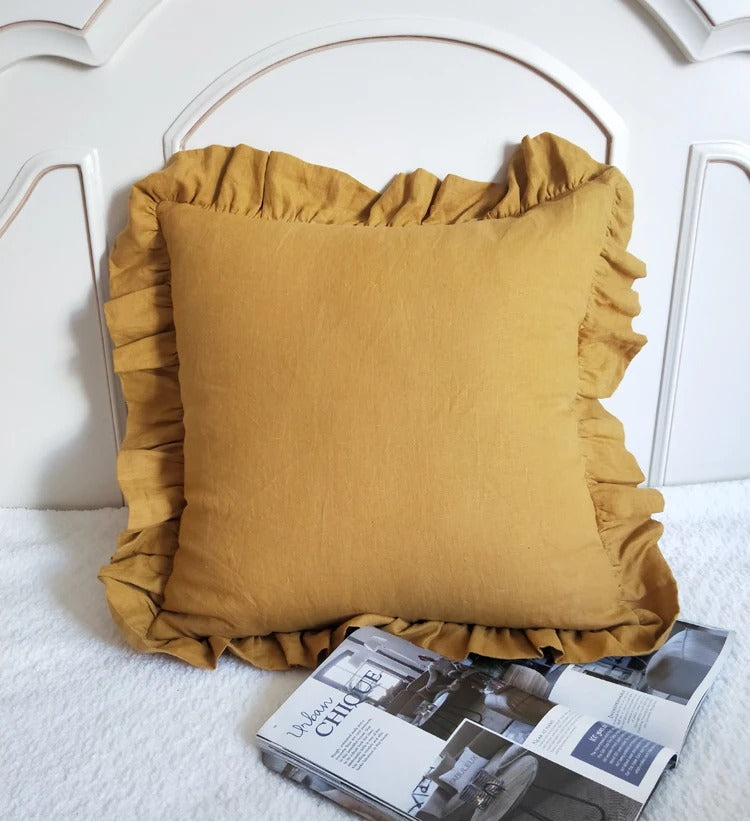 BowLift | Elegant Linen Cushion Cover - with Ruffles for Ultimate Comfort