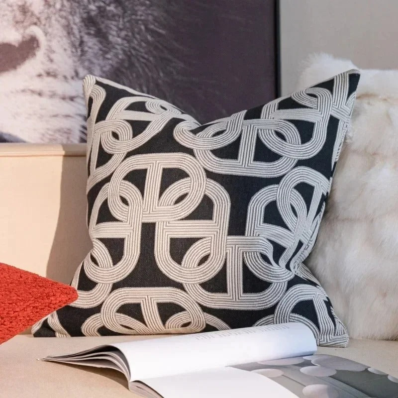 BowLift | VelvetGlow Cushion Cover - Double-sided Geometric Cushion Cover of Luxury Jacquard