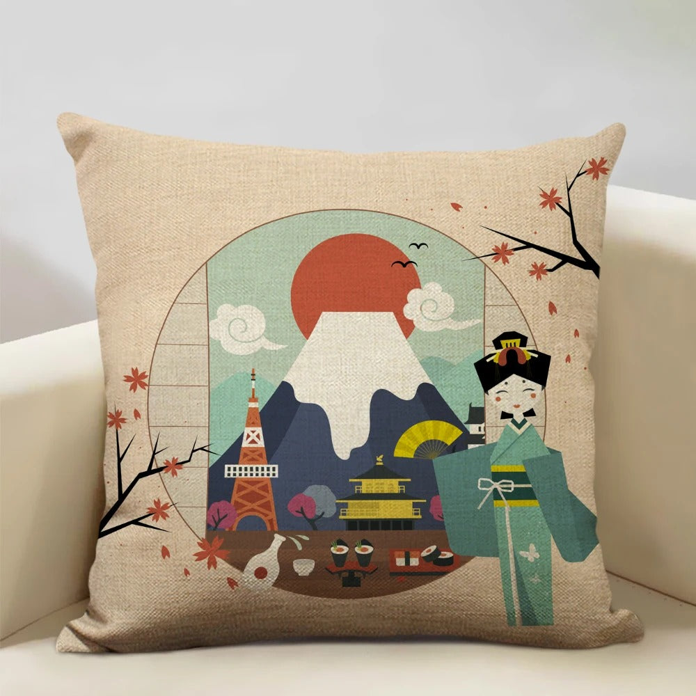 BowLift | BeauRêve Cushion Cover with Mount Fuji - Japanese Style for Any Space