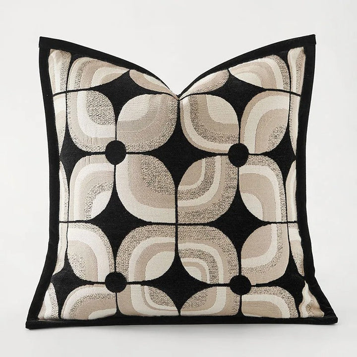 BowLift | RegalRest Sofa Cushion Cover - Geometric Cushion Cover in Black and Khaki - Modern Elegance