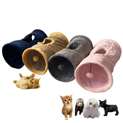 Collapsible Winter Suede Cat Tunnel Bowlift