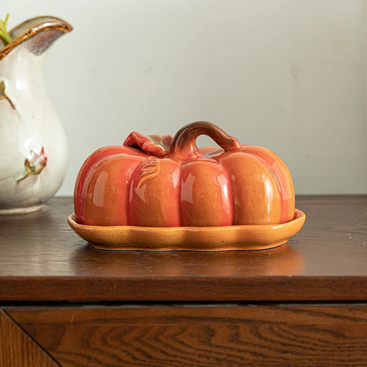 BowLift | Pumpkin-Shaped Ceramic Plate | Rustic Fall Tableware | Durable & Dishwasher Safe | PumpkinWare