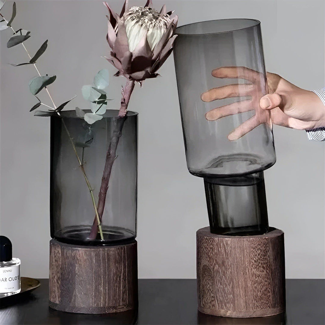 HydroGlass Vase - European Wood-Transparent Glass Vase | Bowlift