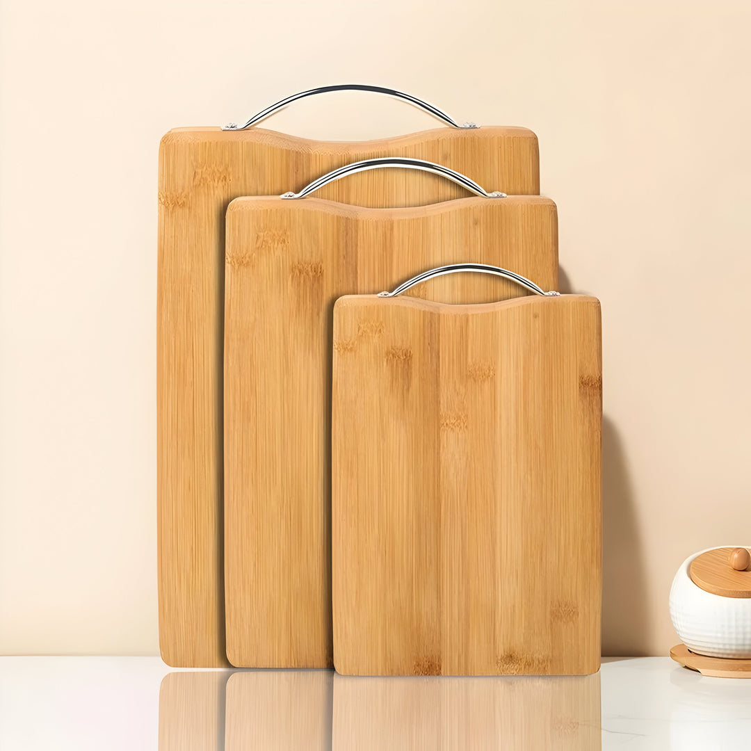 SliceNest Cutting Board – Natural Bamboo Cutting Board with Handle | Bowlift