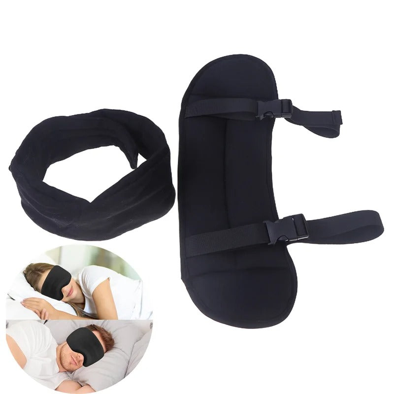 BowLift | 360° travel neck pillow set with adjustable head strap and eye mask for sleeping comfort