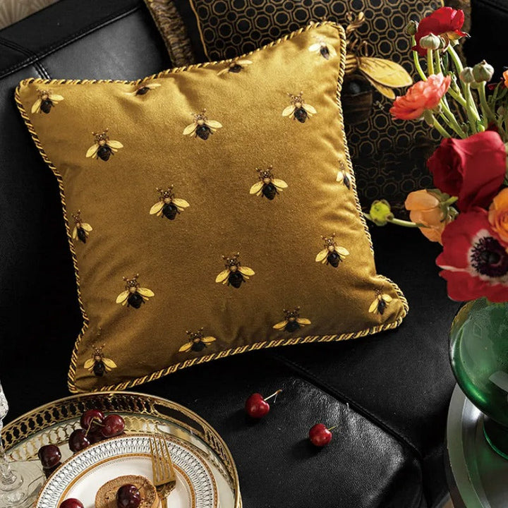 BowLift | Luxury Gold Pillow Case with Bee Print for Elegant Interiors