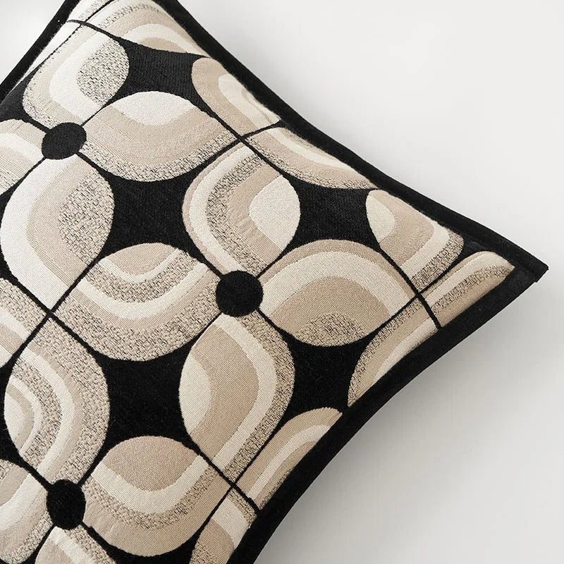 BowLift | RegalRest Sofa Cushion Cover - Geometric Cushion Cover in Black and Khaki - Modern Elegance