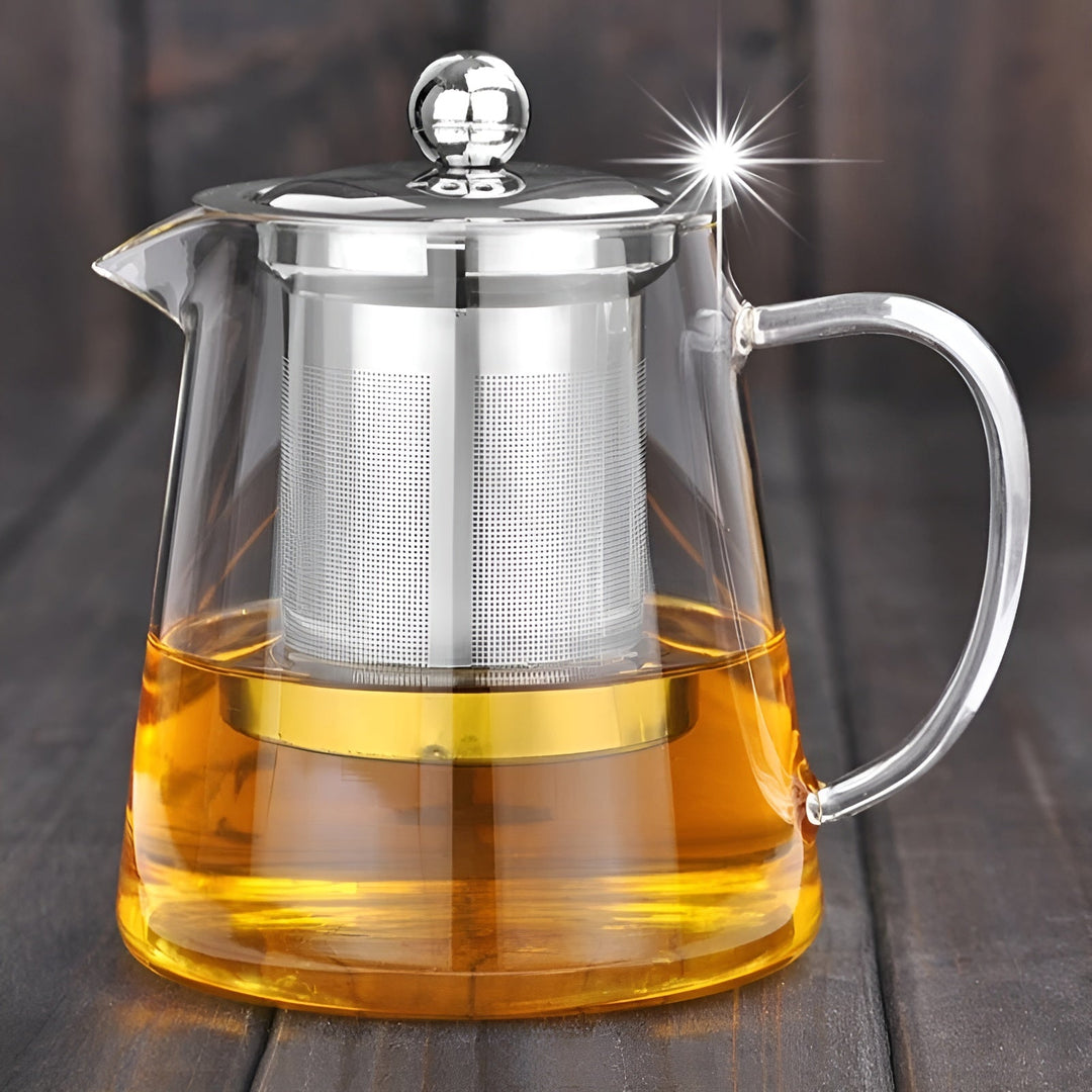 BowLift | Teekanne Claritéa | Borosilicate glass | With stainless steel filter & wooden lid | Heat resistant & dishwasher safe