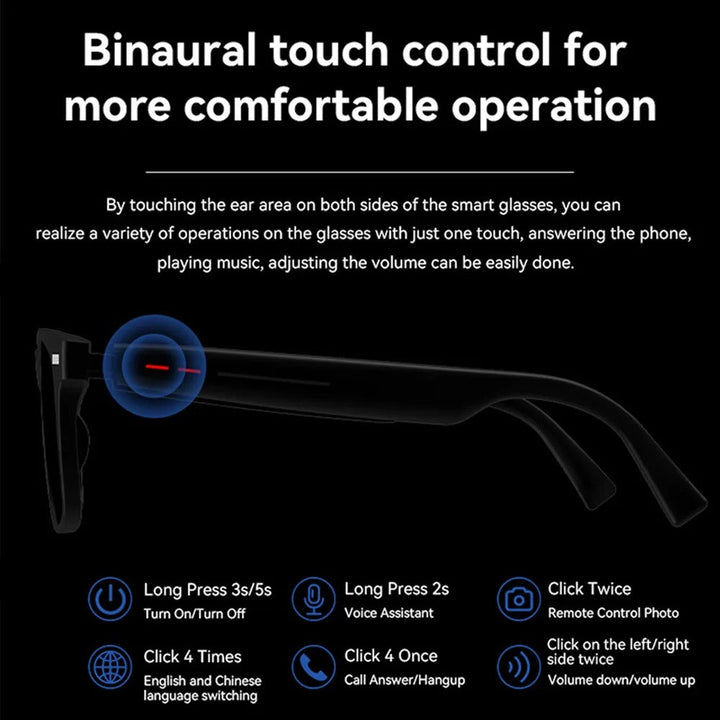 BowLift | Smart Glasses with Blue Light Filter | Waterproof, Bluetooth Call & Music Functionality for Everyday Use