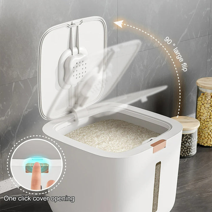 BowLift | VoorraadKlik – Airtight dispenser box with measuring cup for rice and grains (5 or 10 kg)