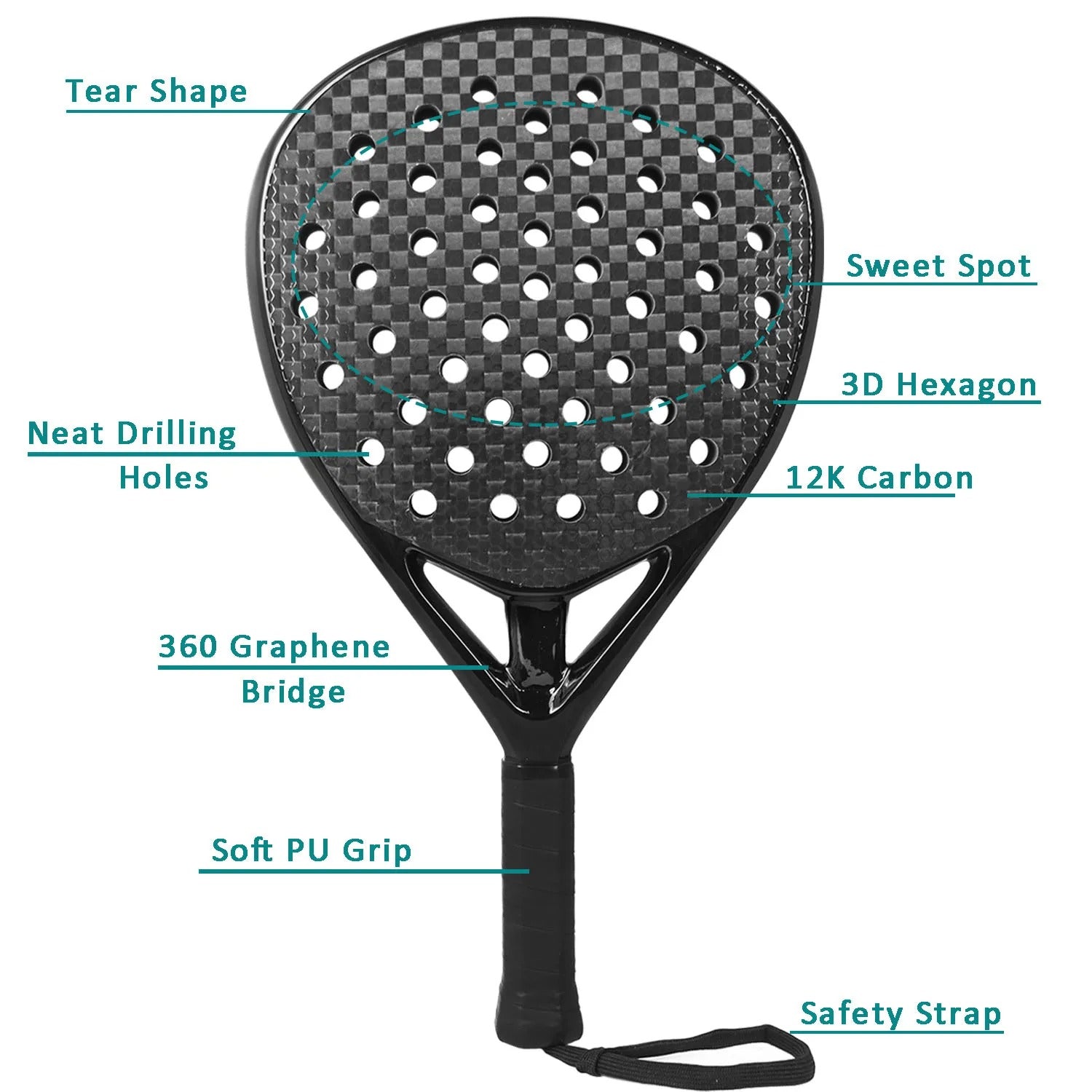 BowLift | Carbon Fiber Padel Racket with EVA Soft Core - High-Performance Paddle for Training &amp; Match Play