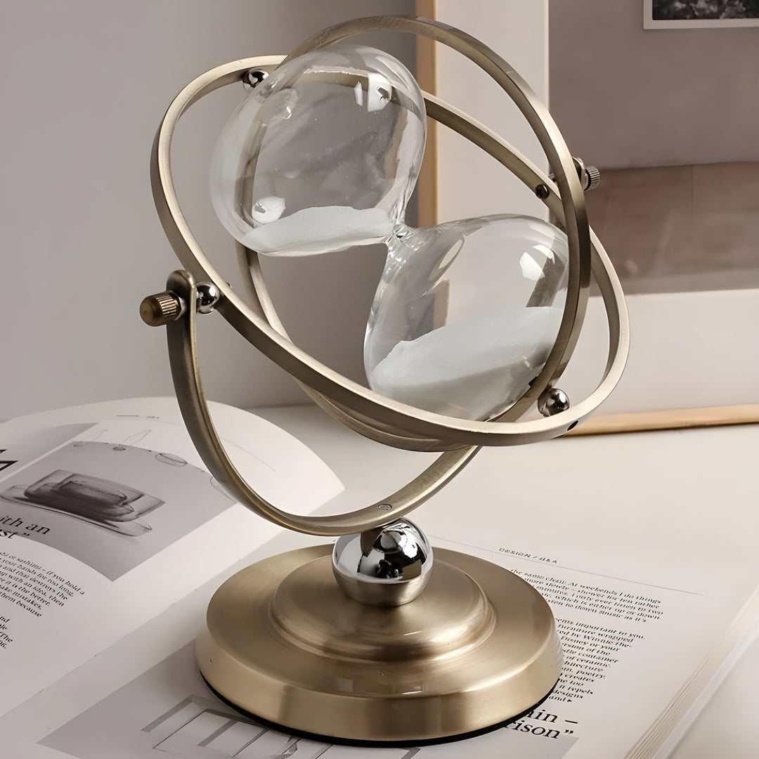 Hourglass in Globe Design – Vintage Look, Antique Style for Living Room or Office | Bowlift