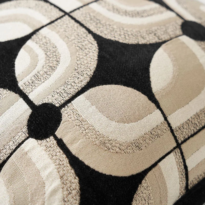 BowLift | RegalRest Sofa Cushion Cover - Geometric Cushion Cover in Black and Khaki - Modern Elegance